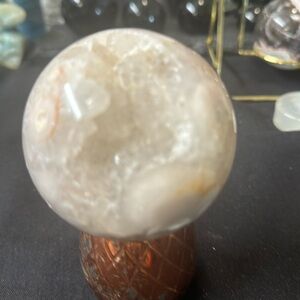 Flower, agate, quartz, smoky quartz with clear quartz Druzys very unique sphere